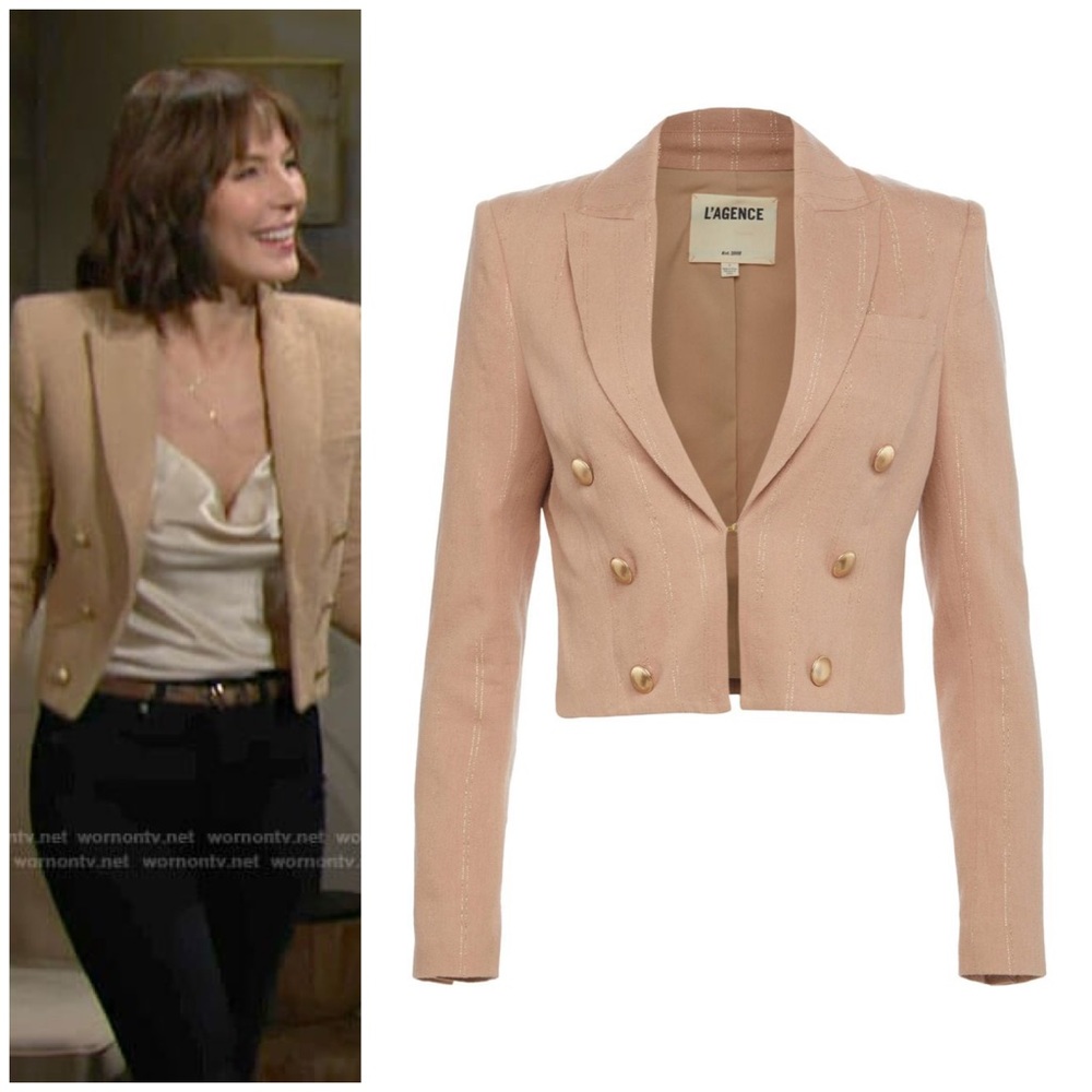 NWT L’AGENCE Inez Linen Blend Crop Blazer